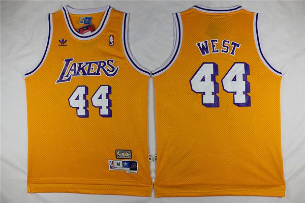 Men Los Angeles Lakers #44 West Yellow Throwback NBA Jerseys->los angeles lakers->NBA Jersey